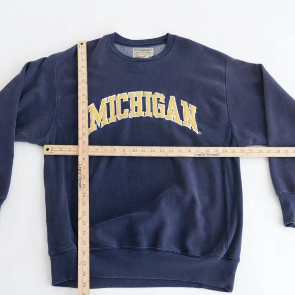 Vintage 90'S Steve And Barry's Navy Mi Wolverines University Crew Neck Sweater S - Picture 4 of 11
